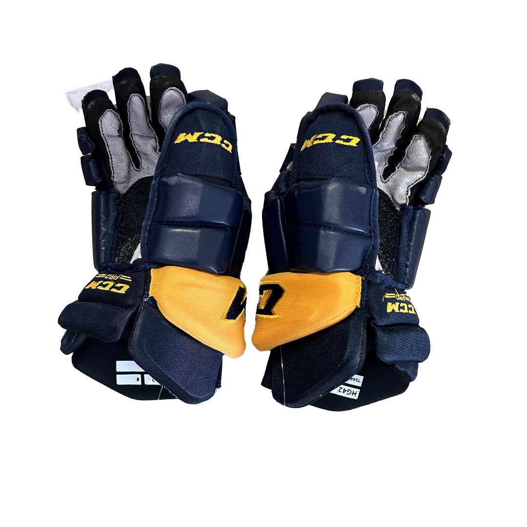 CCM HG42 - Gants de hockey Pro Stock d'occasion (bleu marine/jaune) n° 2